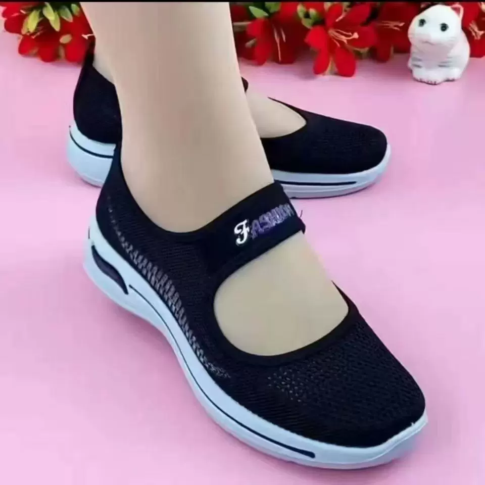 老北京秋季新款厚底渔夫鞋老北京布鞋女单鞋飞织软底中老年妈妈鞋