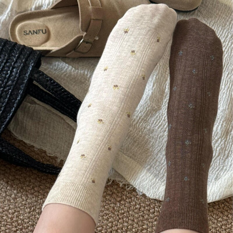 Spring and Summer Socks for Women, Gentle Small Floral Patterns, Winter Korean Style Floral Breathable Sweat-Absorbing Pastoral Style Versatile Combed Cotton Slouch Socks Spring and Summer Socks for Women, Gentle Small Floral Patterns, Winter Korean Style Floral Breathable Sweat-Absorbing Pastoral Style Versatile Combed Cotton Slouch Socks