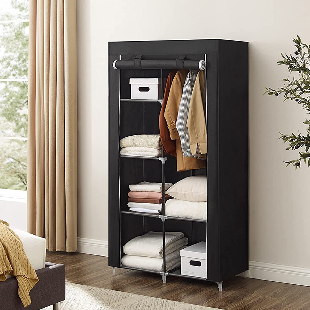 New Floor-Standing Economical Simple Wardrobe Home Bedroom Assembly Wardrobe Large Space Storage Dust-Proof Reinforced Wardrobe