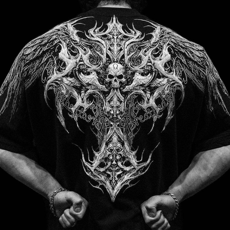 Breathedivinity American-Style Printed Sports Fitness Clothing Heavyweight Pure Cotton Loose Men's Short-Sleeved T-Shirt Breathedivinity American-Style Printed Sports Fitness Clothing Heavyweight Pure Cotton Loose Men's Short-Sleeved T-Shirt