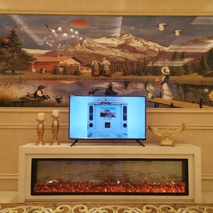 (Factory Straight Hair 3 PCs) Simulation Flame Modern Simple TV Hob Cabinet Living Room Home