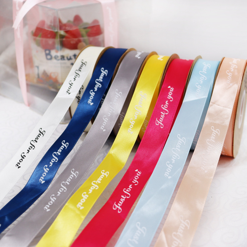맞춤형 2.5CM 영어 축복 리본 인쇄 폴리 에스테르 벨트 꽃 번들 포장 신발 모자 넥타이 번들 선물 상자 리본
