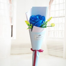 假玫瑰花一支花花束小束装饰花蓝色红色香皂花单朵迷你花朵