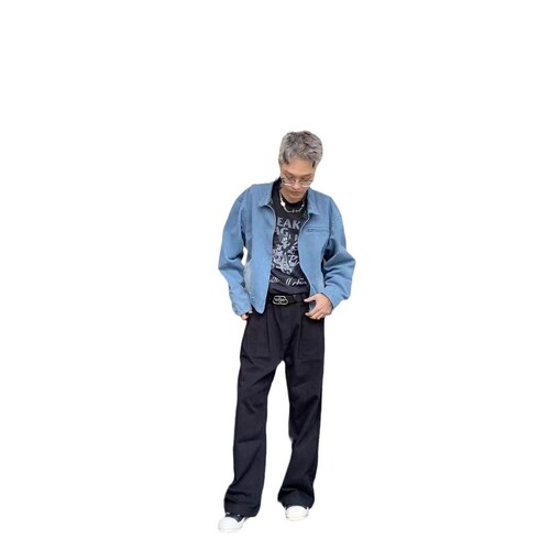 American style vintage retro khaki casual straight-leg jeans loose Japanese work wide-leg pants for men and women