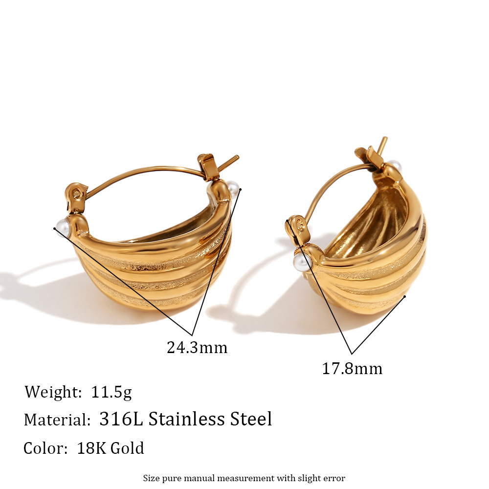 11g Weight 304 Stainless Steel Ear Needle Material 18K Gold Plated 316L Stainless Steel C Shape Angel Waterproof Non Tarnish Surgical Steel Vintage Style French Style Drop Earrings Earrings Ear Studs For Women's