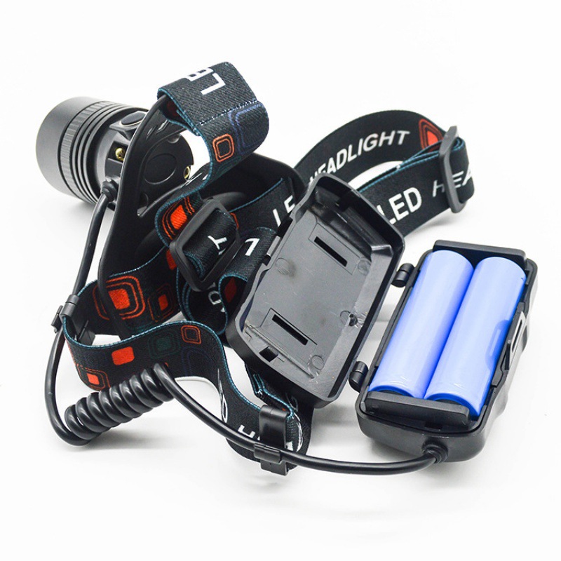 P50 perlas de la lámpara de aleación de aluminio de zoom telescópico fuerte luz de la linterna al aire libre de largo alcance USB recargable Searchlight linterna montada en la cabeza