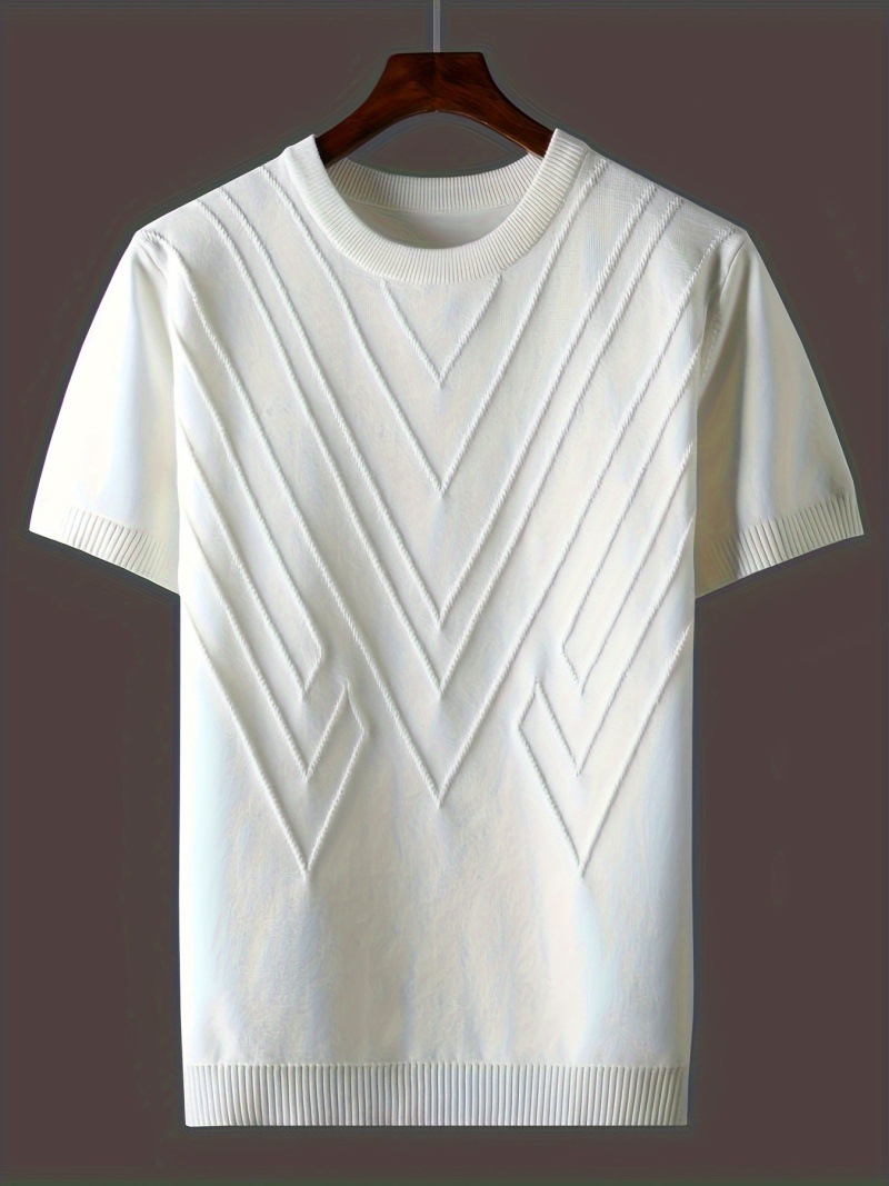 [Liquidación] Suéter de manga corta de verano de comercio exterior transfronterizo Top de punto simple de cuello redondo de color sólido para hombre