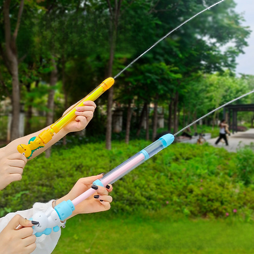 Cross-border children's water gun toy, summer water play toy, cartoon dinosaur water gun, pull-out water squirter, water spraying gun