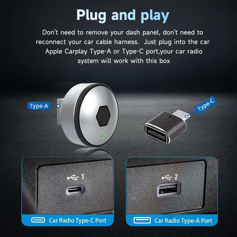 Cross-border one-click switching new carplay box Android two-in-one box wireless adapter for in-car connectivity
