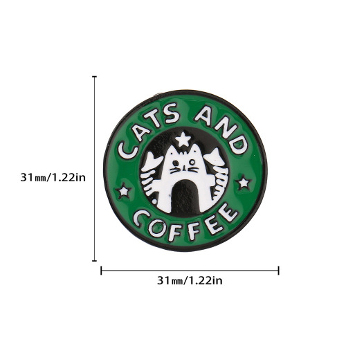 CATS COFFEE 可爱猫咪胸针欧美卡通金属猫猫咖啡字母徽章胸章配饰