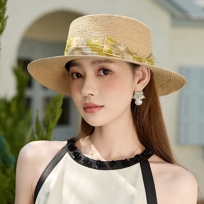 Cappello da pescatore donna stile hepburn a tesa larga anti uv_voghion.com