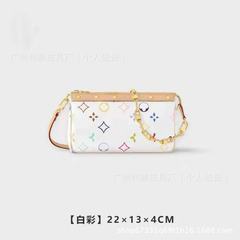 広州対外貿易白三彩柳釘麻将包村上隆脇下女包ヴィンテージ中古老花チェーンバッグ