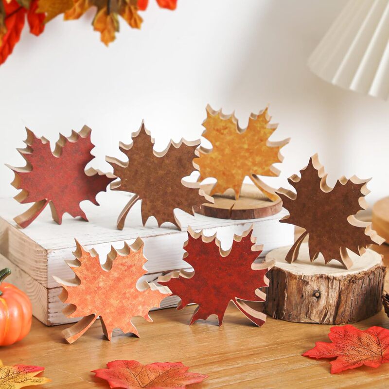 Autumn-Themed Maple Leaf Wooden Crafts Tabletop Decorations Thanksgiving Party Atmosphere Table Decorations Ornaments Autumn-Themed Maple Leaf Wooden Crafts Tabletop Decorations Thanksgiving Party Atmosphere Table Decorations Ornaments
