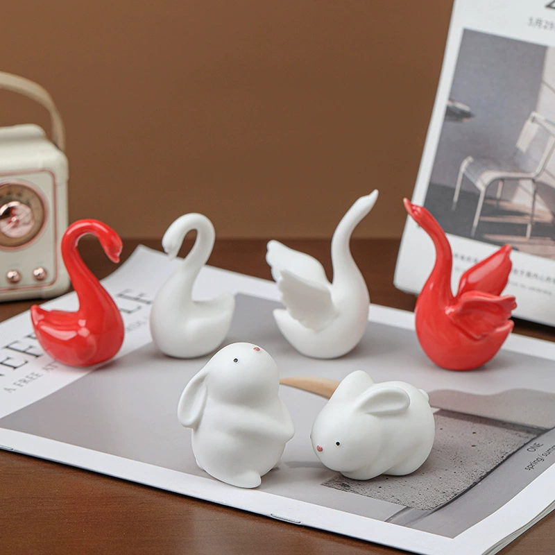 Белый фарфор, креативная пара, лебедь, украшение для дома, украшения в виде кролика, настольные керамические поделки, новый дом, свадебные украшения