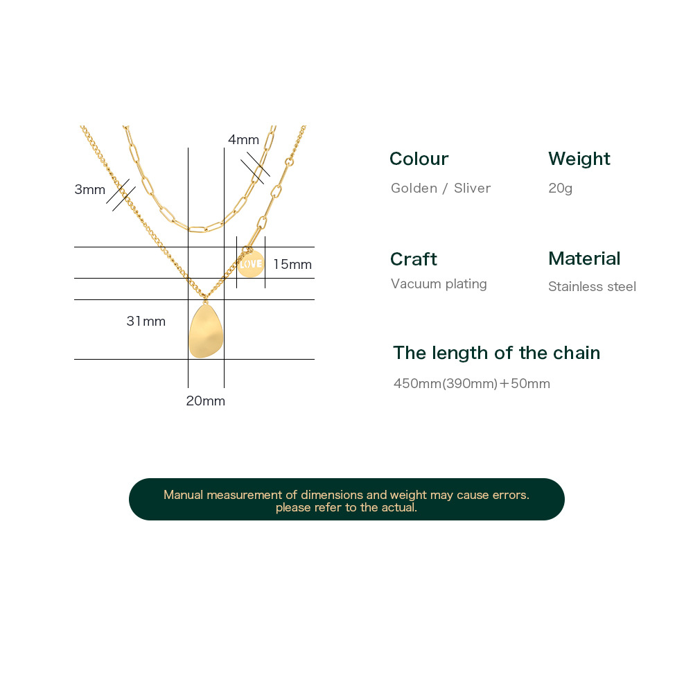 Fashion Geometric Stainless Steel Pendant Necklace Plating Stainless Steel Necklaces_colorza_4