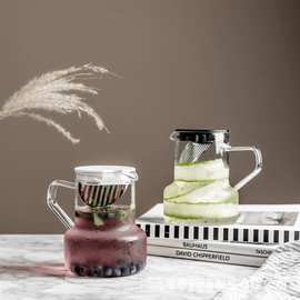 跨境日式水果茶壶耐高温玻璃冷水壶防爆茶壶泡家用套装凉水壶冲泡