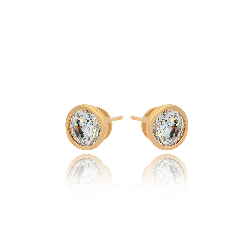 Xuping aleación de cobre chapado 18k color geometría pernos de orejas redondas de moda simple estilo retro viaje diario fácil de montar orejas