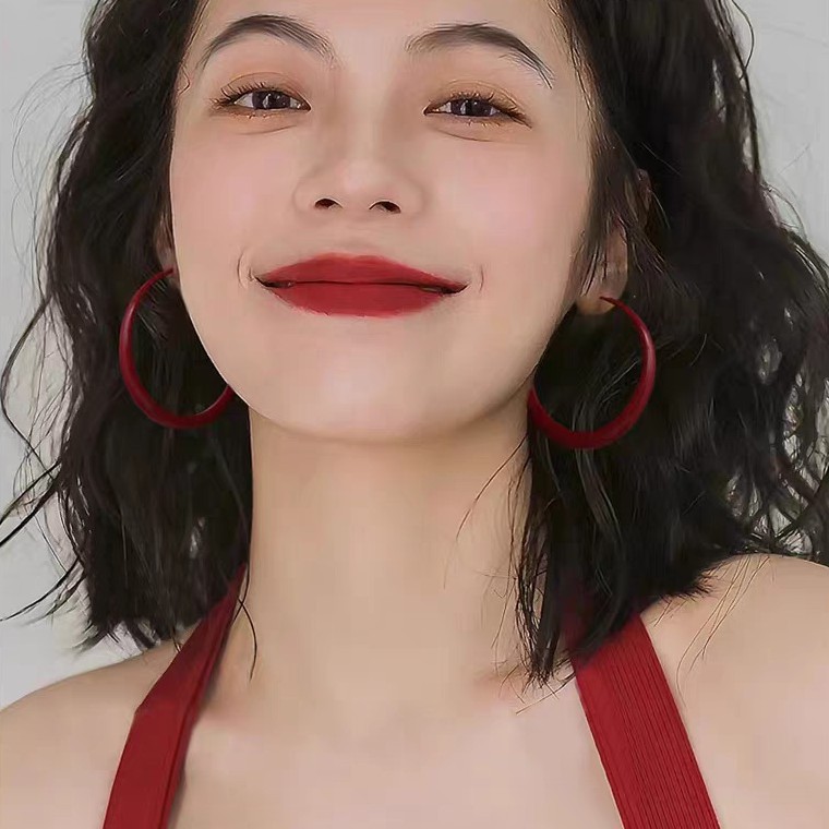 Seiko S999 Silver Needle Ancora Red Pigment Hoop Earrings Accessible Luxury Zodiac Year Earrings High-End 2026 New Earrings