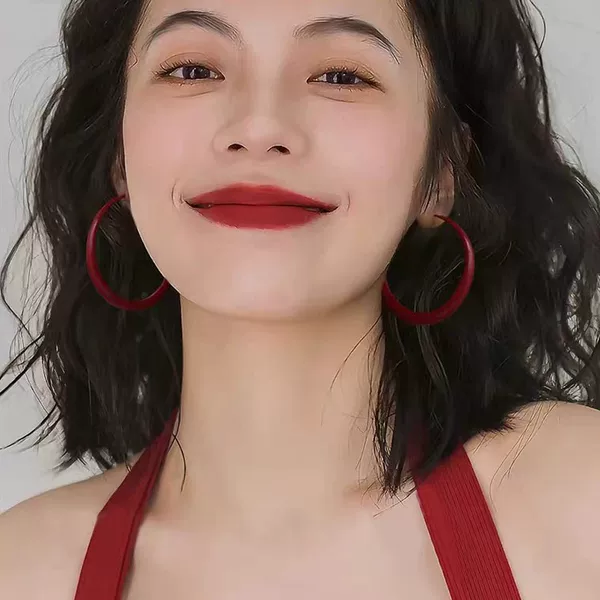 Seiko S999 Silver Needle Ancora Red Pigment Hoop Earrings Accessible Luxury Zodiac Year Earrings High-End 2026 New Earrings