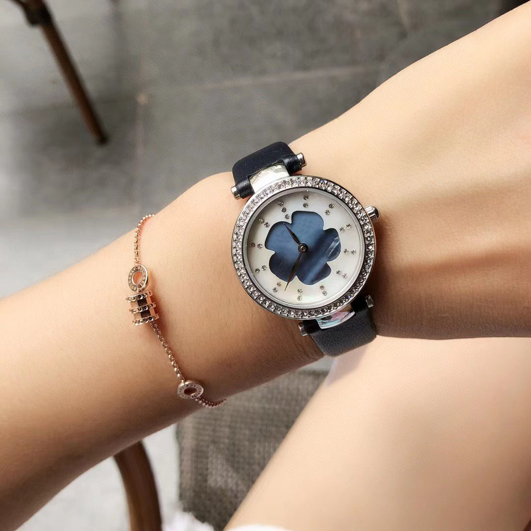Cross-Border Supply of Quartz Women's Watches, Double-Layer Dial Leather Strap Women's Watches, Popular Watch Manufacturers Wholesale