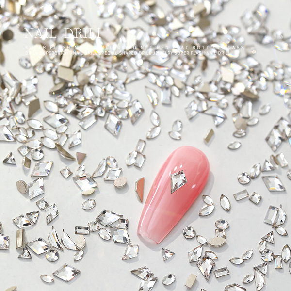 Transparent small rectangular nail decoration for manicure…