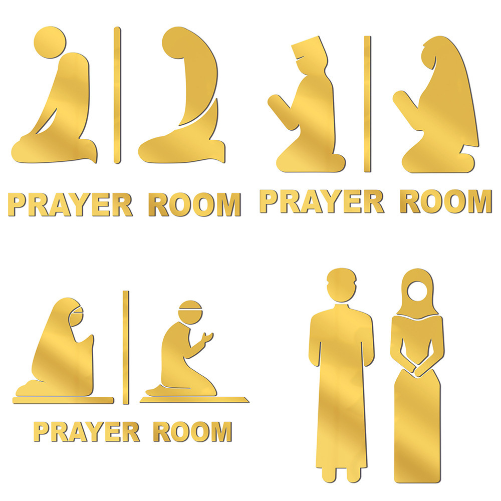 JM1153-1155 跨境立体金色亚克力祈祷标识门贴 装饰标识镜面 墙贴