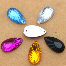 新款热销 8*14mm水滴凤尾形台湾亚克力手缝钻 平底塑料水钻批发