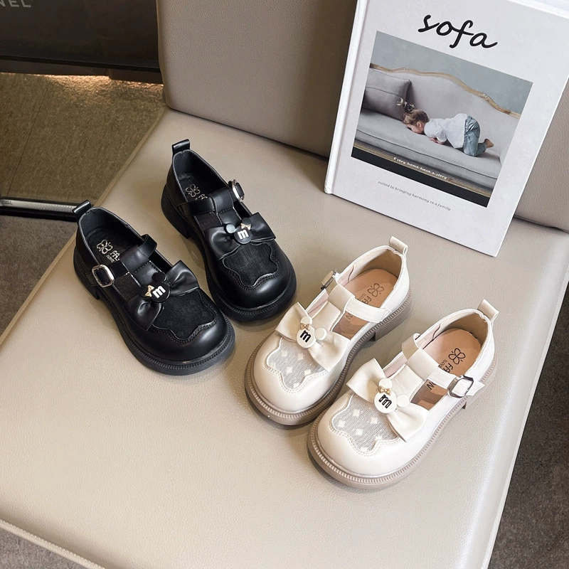 Сетчатая пряжа дышащая кожаная обувь для девочек 2025 весна и осень новая обувь для девочек-принцесс детская обувь на мягкой подошве