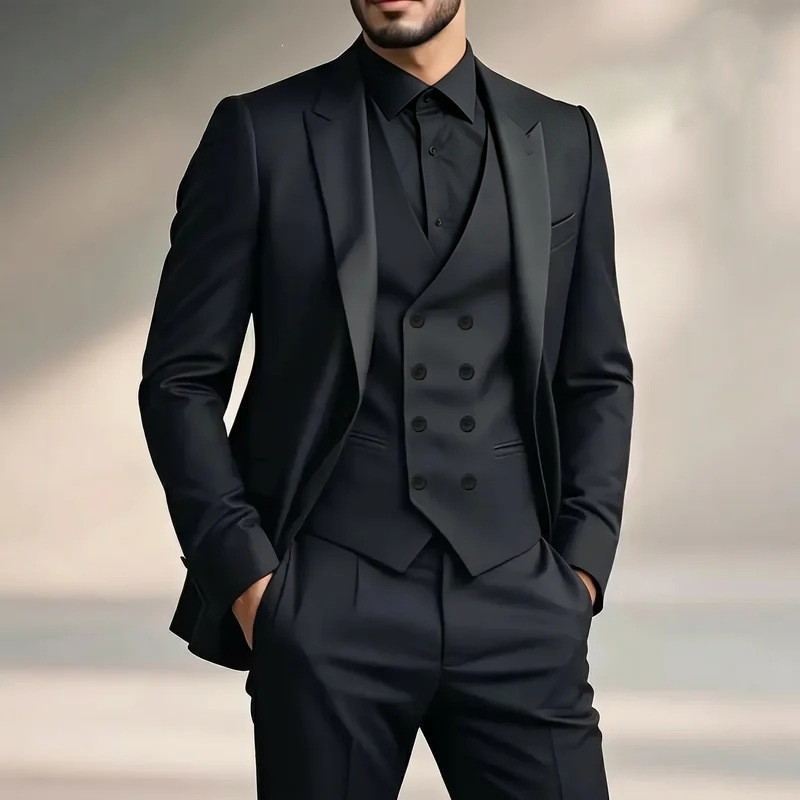 2026 New European and American Foreign Trade Men's Suit Three-Piece Slim Fit Business Suit Korean Style Men's Suit