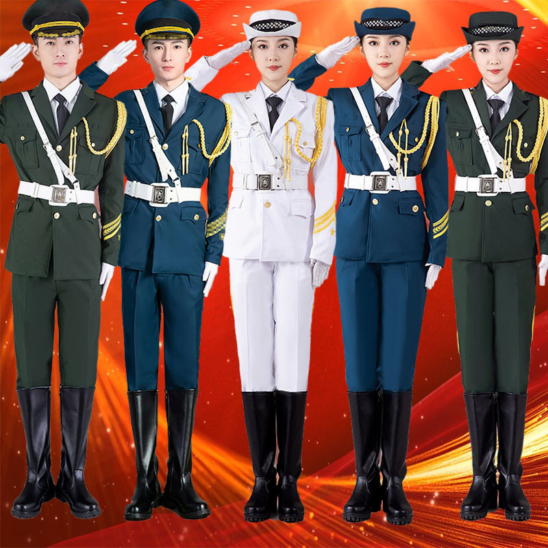 Student Flag-Raising Guard Flag Class Guard High-Top Leather Boots Honor Guard Uniform Guard Ceremony Ceremonial Dress B
