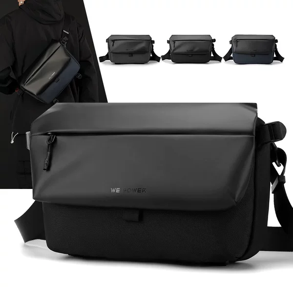 Wepower New Men's Motorcycle Crossbody Bag Street Trendy Messenger Bag Functional Style Casual Shoulder Bag