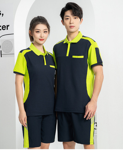 Men's Short-Sleeve POLO Workwear Set with Pockets – Summer Delivery & Auto Repair Shop Uniform, Workshop Top, and T-Shirt