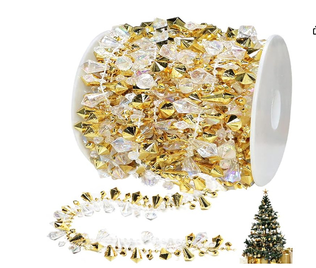 Acrílico de plástico transparente cristal cuentas árbol de navidad decoración para el hogar boda tabla de techo flores artesanías cortina colgante