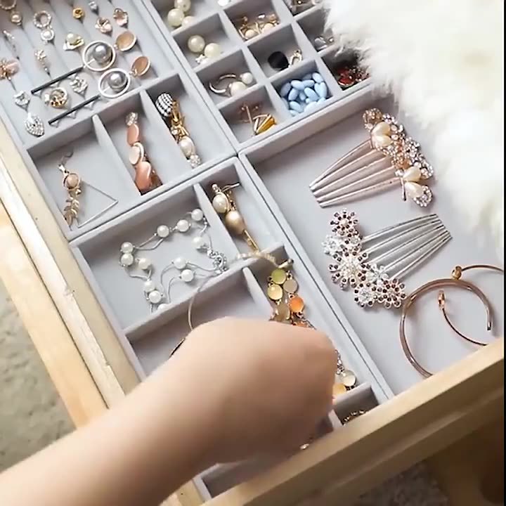 Contador cajón cascada bandeja de joyería almacenamiento para ver paleta pendientes pendientes anillos collares joyería caja de almacenamiento al por mayor