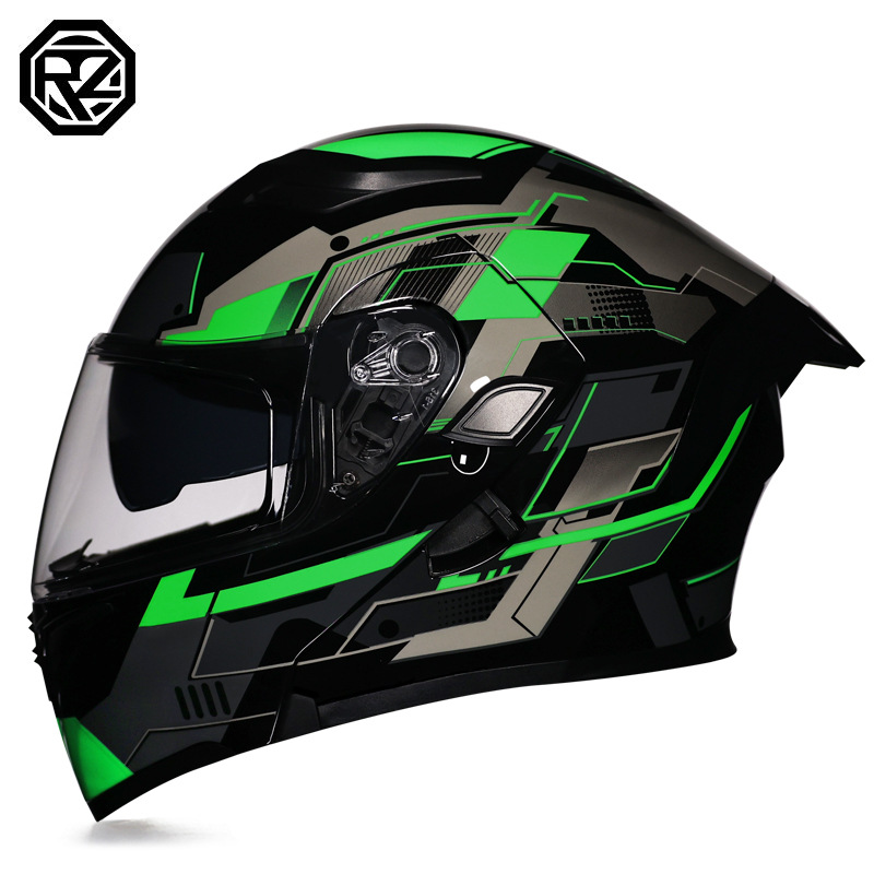 Casco de motocicleta Orz, casco, casco, doble lente, cola grande, motocicleta, casco de carrera, casco, hombres y mujeres, calor de invierno
