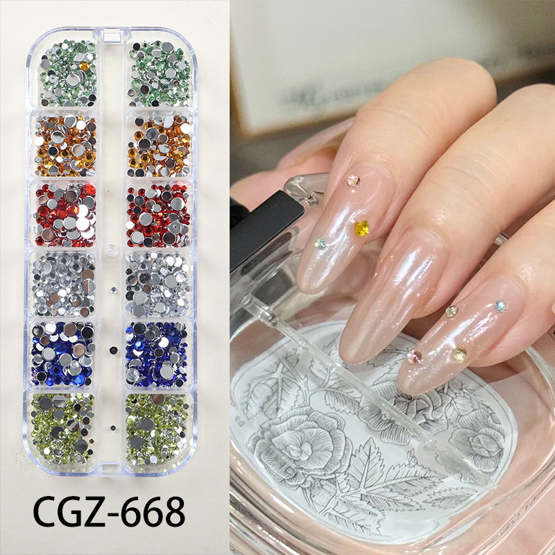 GZ-668 12그리드 라운드 플랫 바텀 다이아몬드[6컬러 다이아몬드]