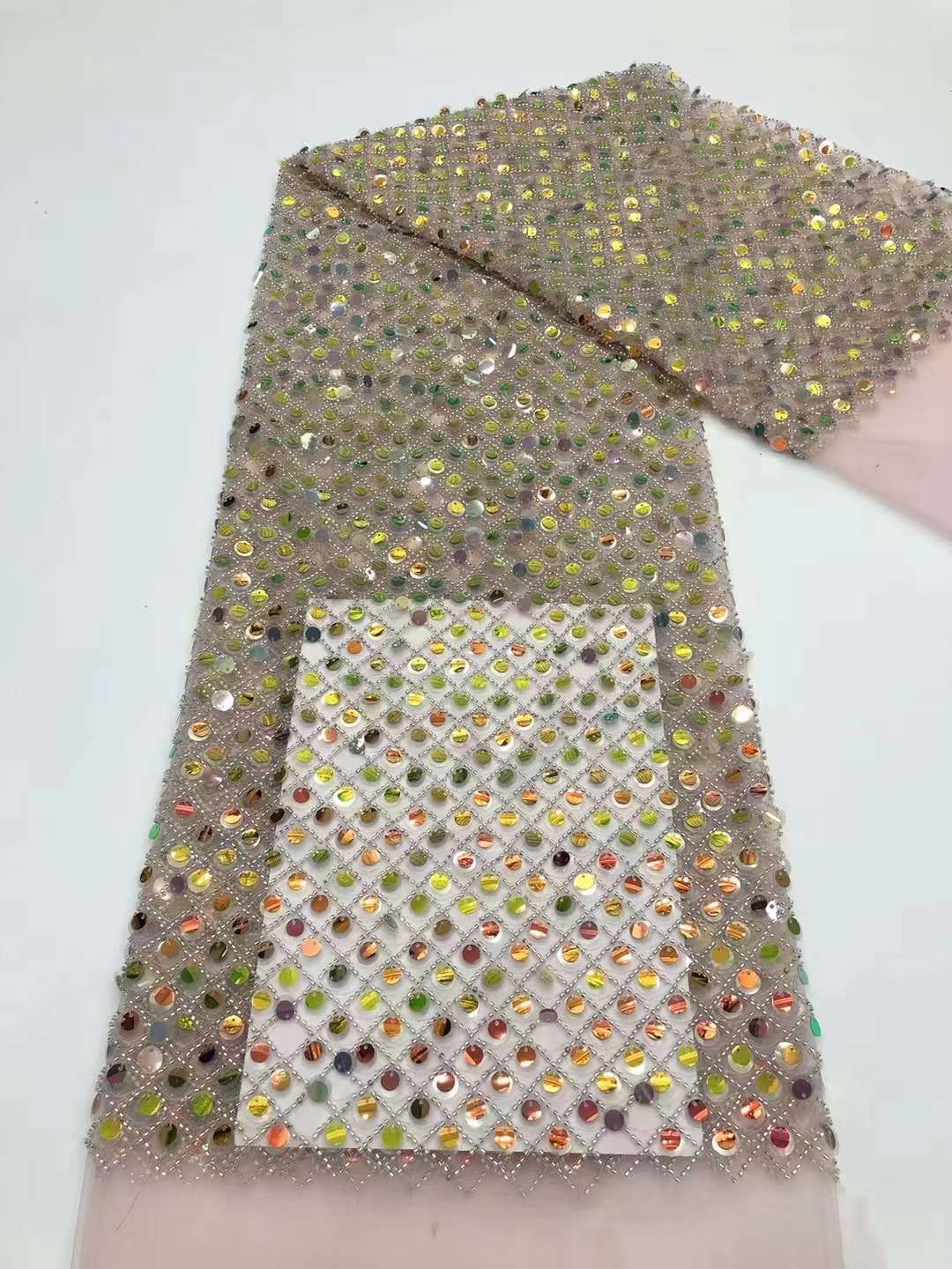 Lace Fabric亮片网纱绣花绒布料 婚纱礼服时装布料 刺绣花边面料