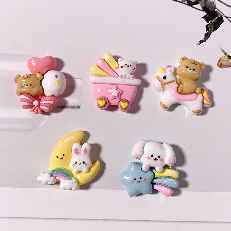 Cartoon Rainbow Zoo Cream Gumdiy Accesorios de resina hechos a mano Clipper Cord Material Keychain Wholesale