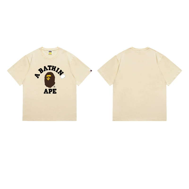 Короткая футболка повседневная с коротким рукавом (BAPE) двойной пряжи унисекс, разноцветная и размеры S–XXL
