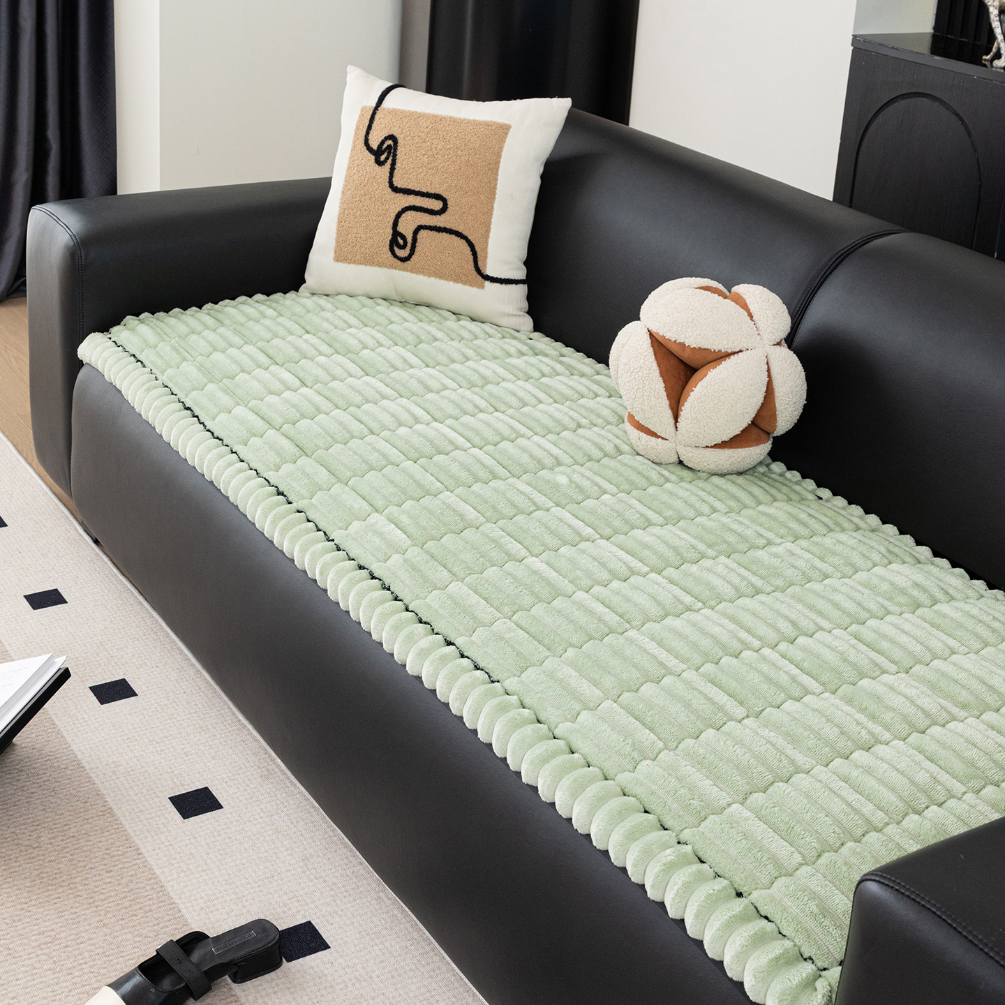 Almohadilla de sofá de terciopelo de sueño - verde claro