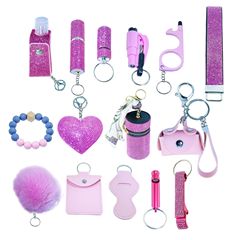女性の護身用ダイヤモンドがちりばめられたクリエイティブなポータブル15ピースキーホルダーセット、工場直販、クリエイティブな護身用