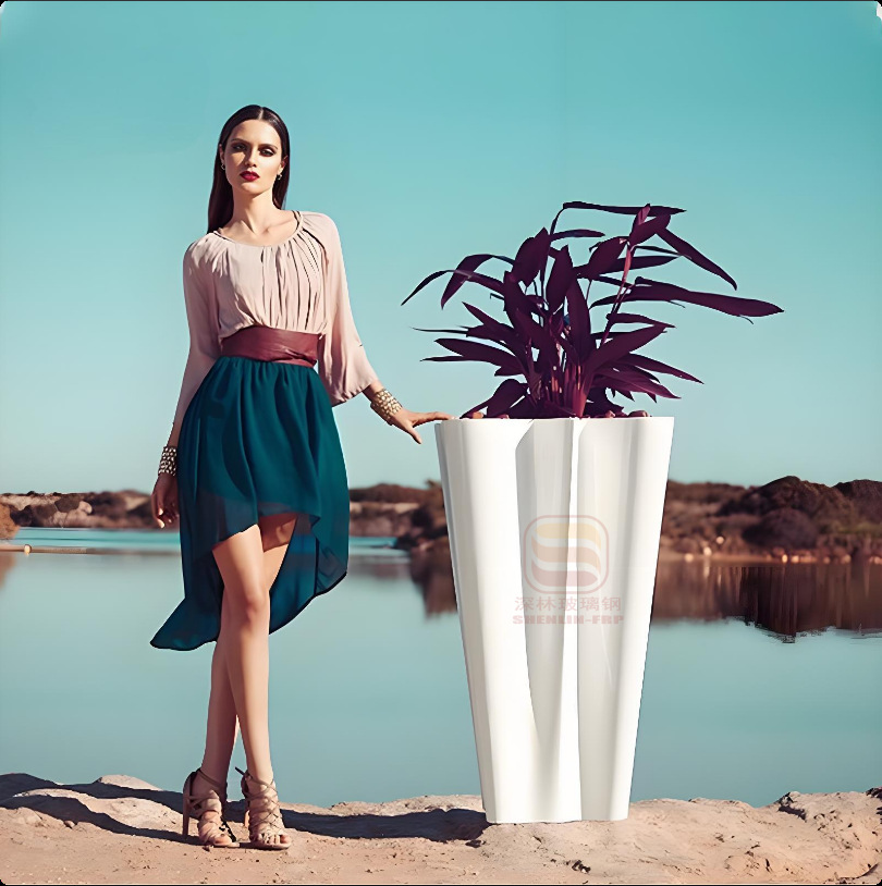 Nordic fibra de vidrio frita maceta combinada centro comercial hotel decoración al aire libre maceta de flores resistente a la corrosión