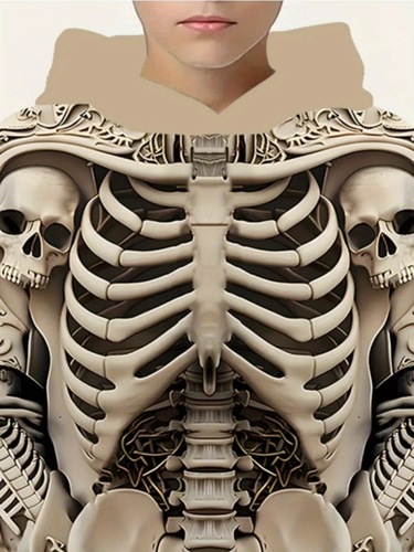 Boys' Halloween Skeleton Hoodie 3D Skull Print Relaxed Fit