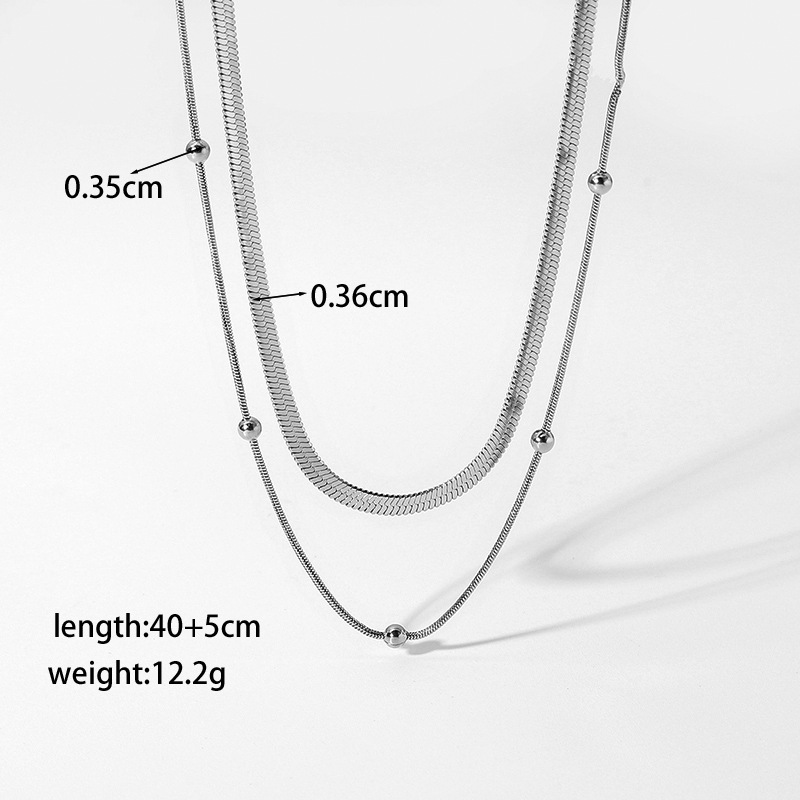 【XKN0165】블레이드 + 볼 목걸이 스틸 컬러