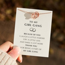 跨境s925纯银母女爱永远联锁圆圈环环相扣项链女欧美简约时尚锁骨