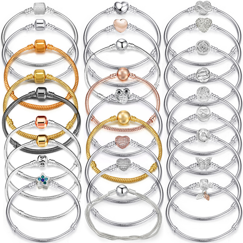 Pandora Snake Bone Base Chain Women Men Bracelet Zircon Crown Classic Hot Selling Bracelet DIY Making