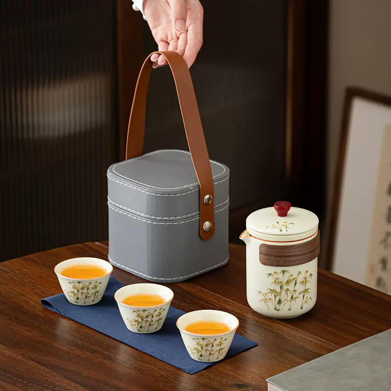 文创礼品金丝古韵旅行茶具套装便携快客杯商务送客户礼品加工logo