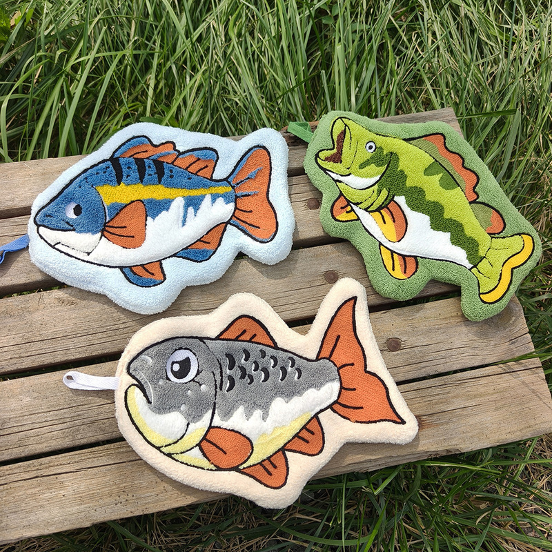 Cross-Border Supply Cartoon Fish-Shaped Hanging Hand Towel Coral Fleece Absorbent Hanging Towel Kitchen Bathroom Cleaning Cloth Small Gift