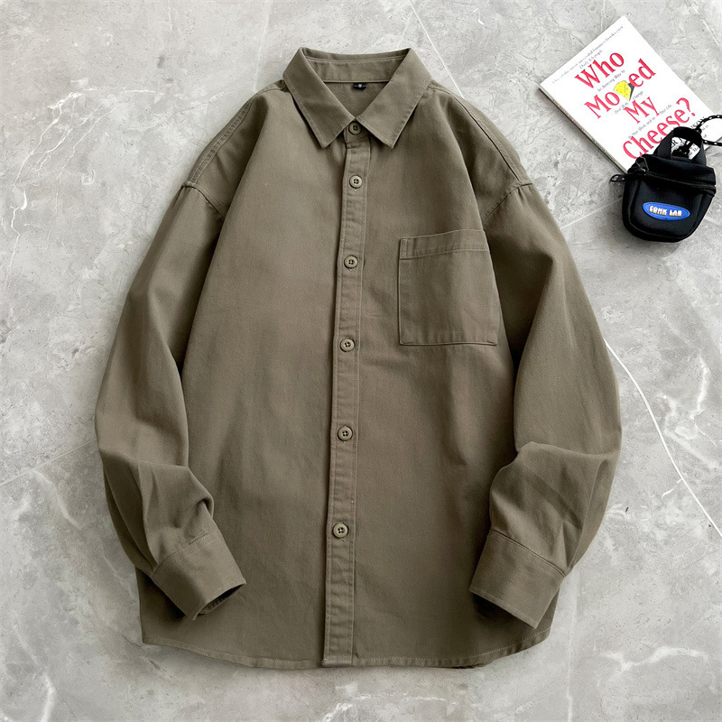 日系city boy長袖シャツ男春アメリカレトロ工装コート港風ファッションカジュアル服|undefined