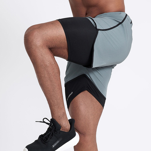 American Summer New Style Swim Fitness Shorts Quick-Dry Three-Piece Men's with Liner Training Pants Trendy Ins